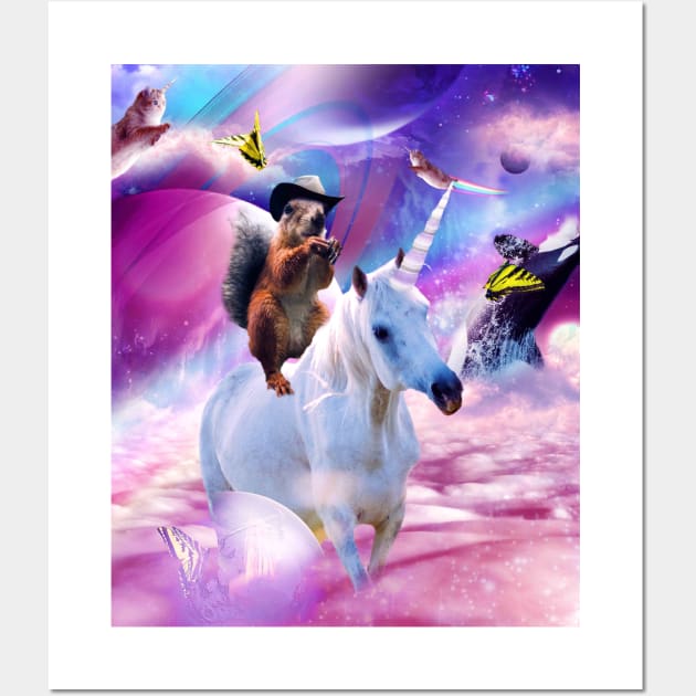 Cowboy Squirrel Riding Unicorn Wall Art by Random Galaxy